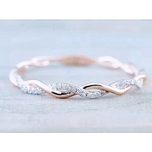 NEW 14k Rose‎ Gold-Plated S925 Simulated Diamond Eternity Band Ring Size 5